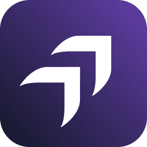 Logo featuring two upward-pointing arrows on a purple background, symbolizing growth or progression.
