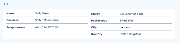 commercial invoice receiver information