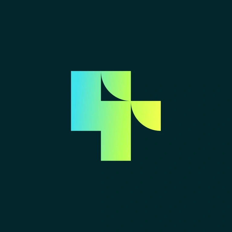 Gradient logo design for ReloadRewards, featuring a stylized geometric symbol with a blend of blue and green shades on a dark background, representing the brand's modern and dynamic identity.