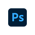 Adobe Photoshop logo featuring a stylized blue "Ps" on a dark background, representing the graphic design software.