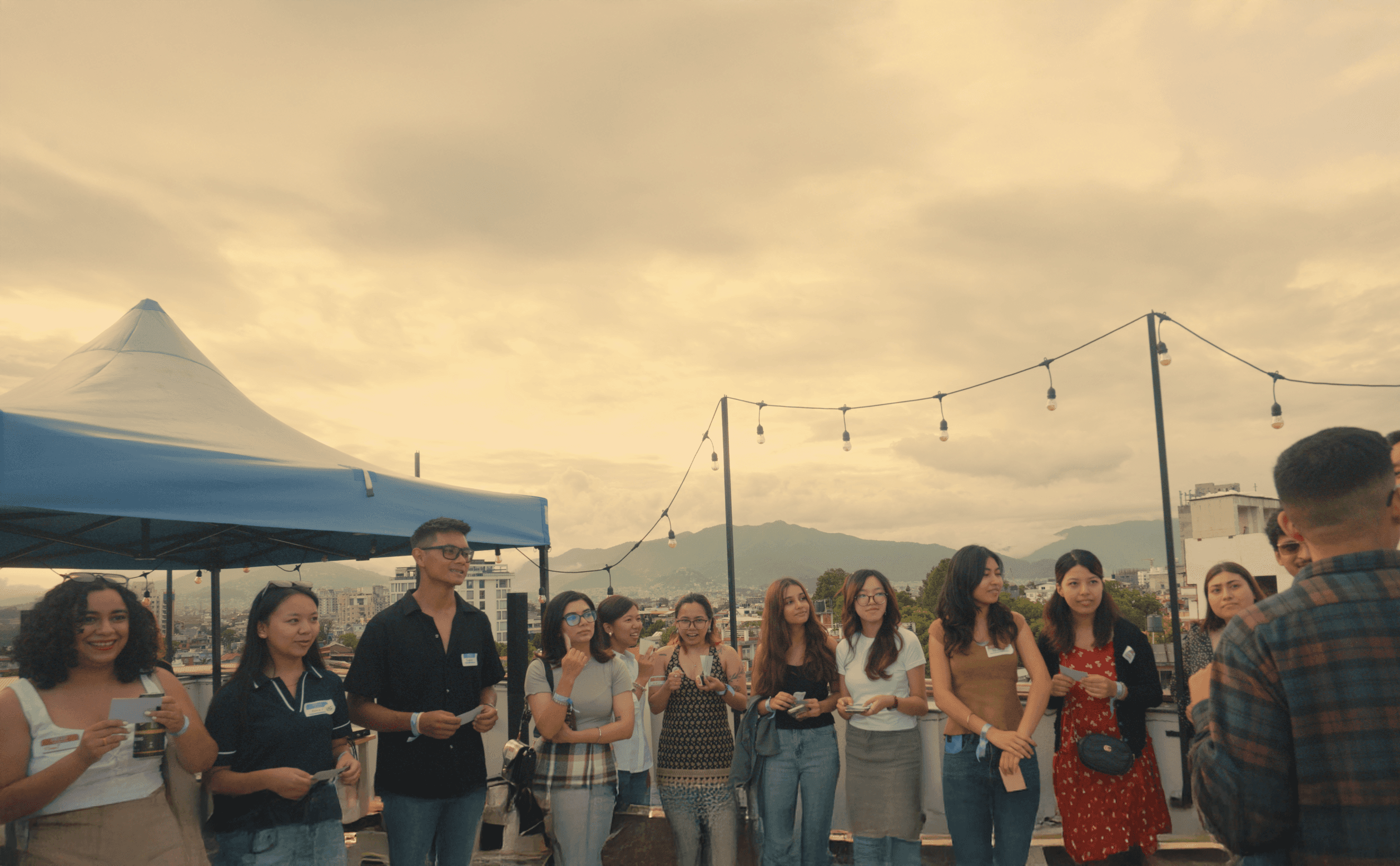 Yellow and green theme changing room with plants