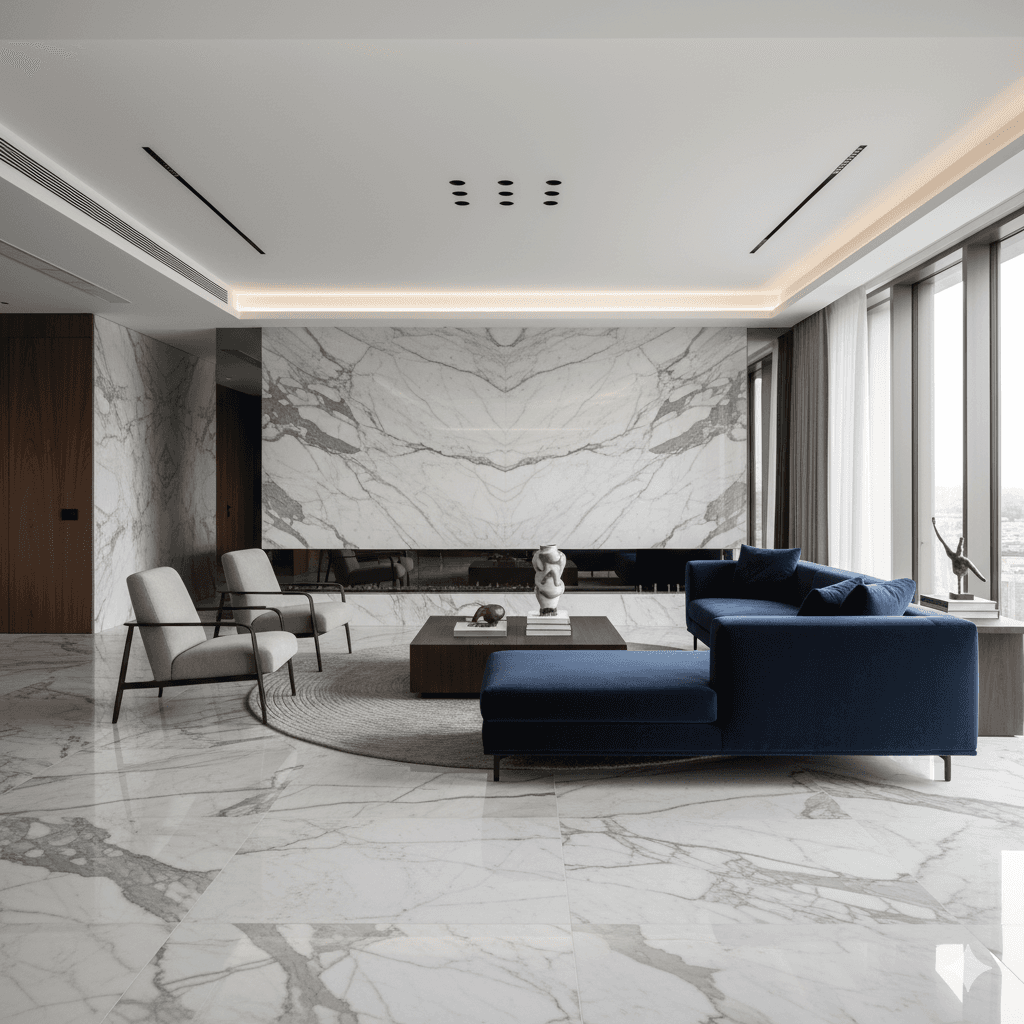 Smart World Sector 97 luxury living room Italian marble finish