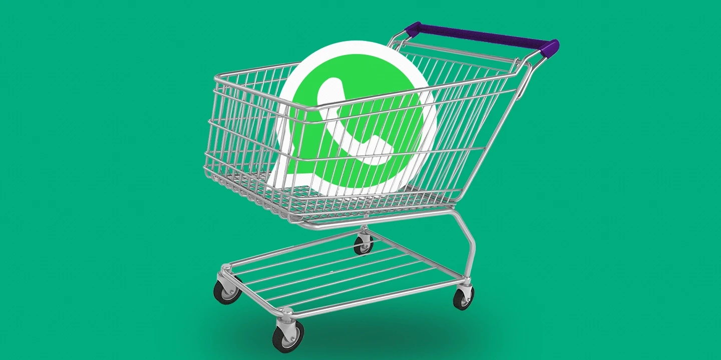 Carrinho de compras com o símbolo do WhatsApp