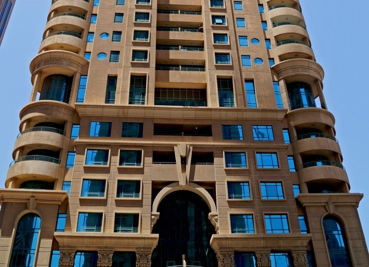 Full facade of Marina Crown. Experienced real estate agents ready to help you find your dream home in Dubai.