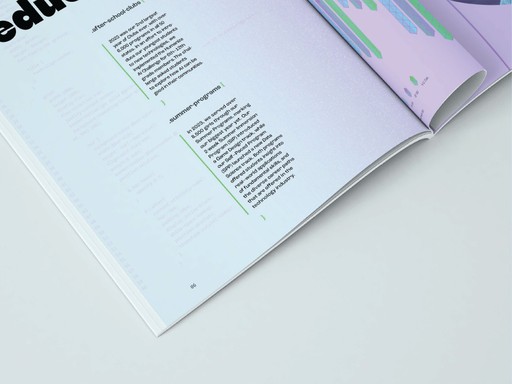 Close up shot of the Early Education spread. See the coding details close up.
