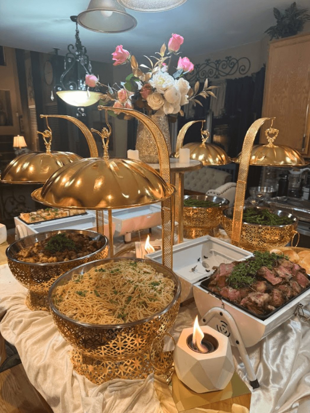 Elevated buffet display by Kamal's Kuisine