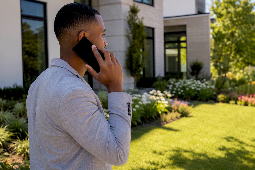Agent calling leads outdoors