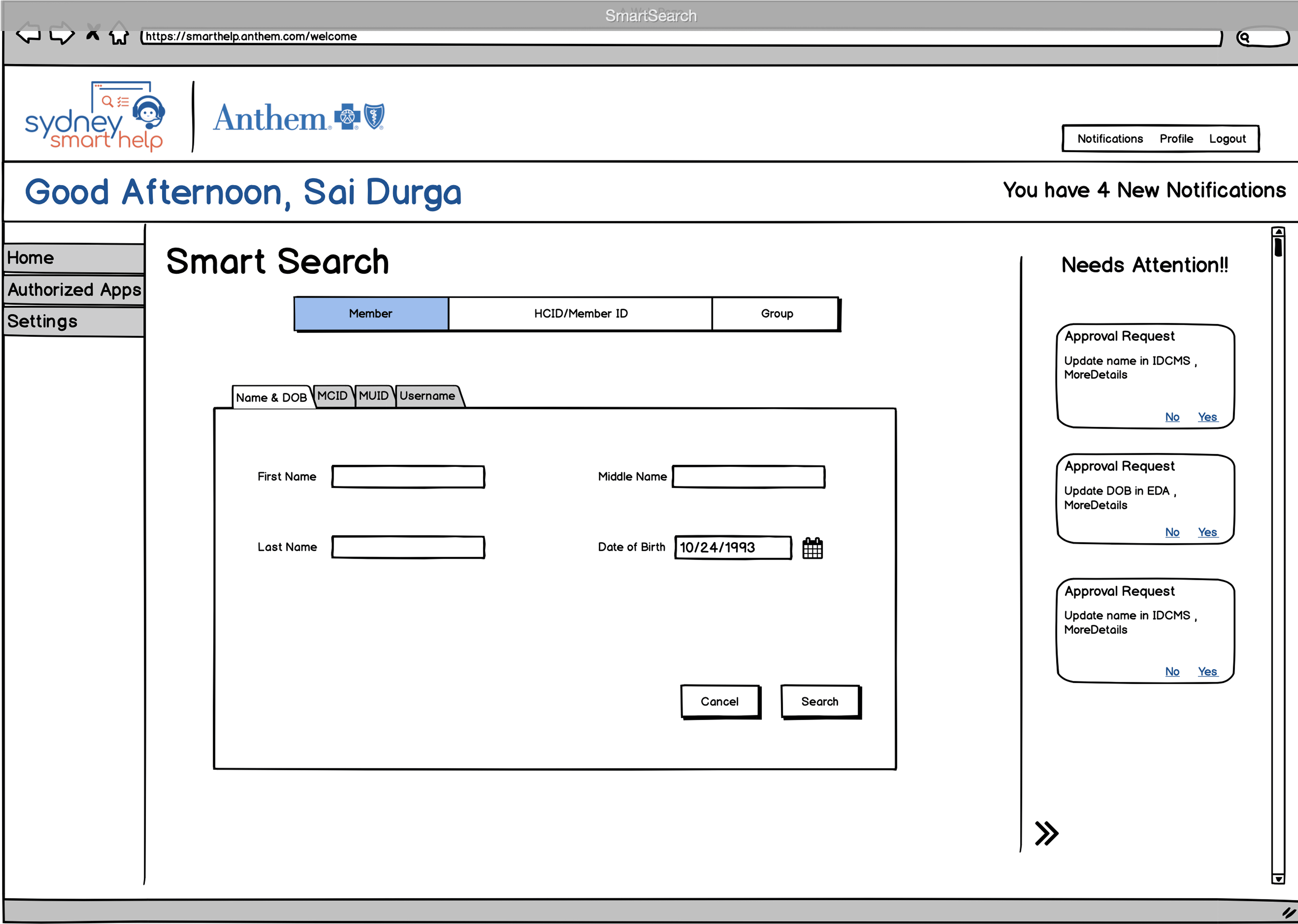 Updated screen showing annotated EMPI search