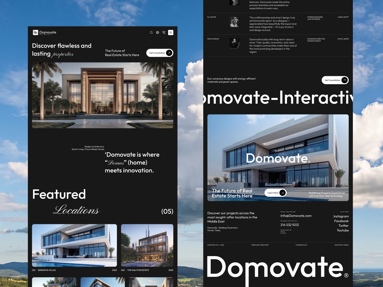 Domovate responsive real estate website design and property pages