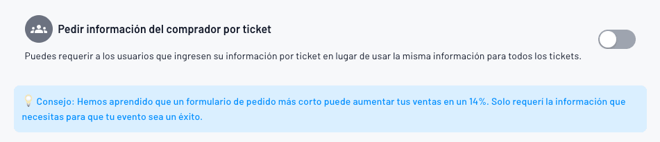 Pedir información del comprador por ticket