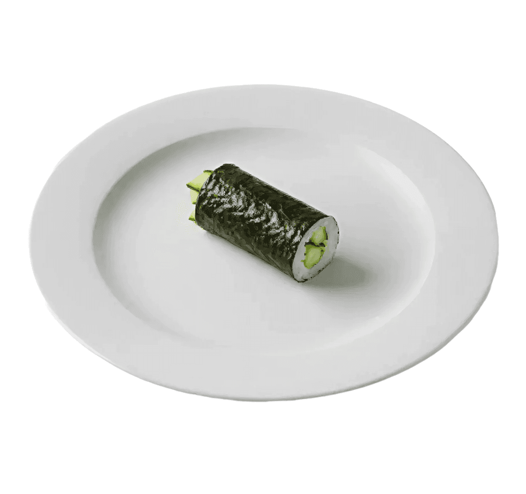 Delicious wrapped sushi on a white plate in a white background