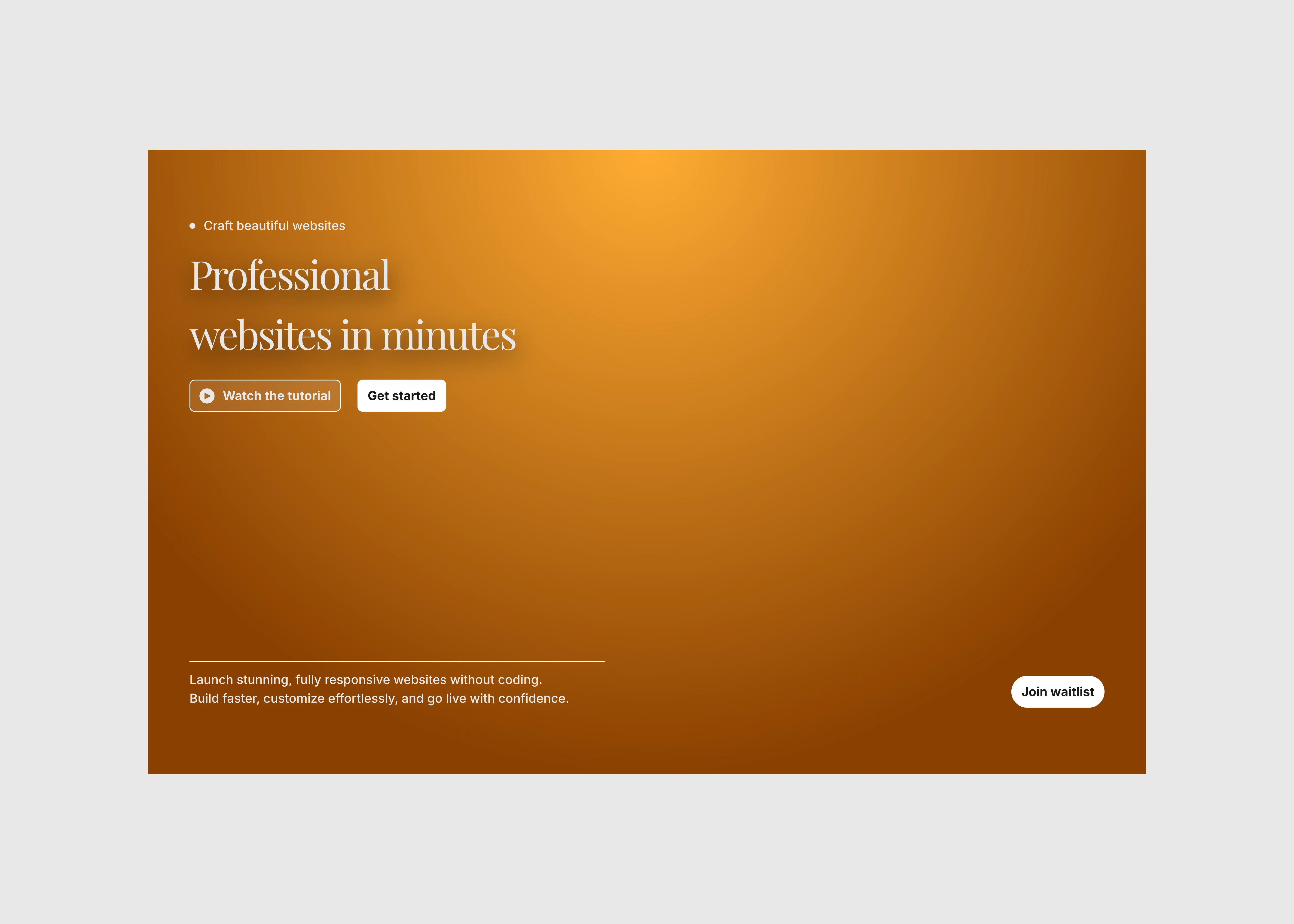 an orange color themed hero section on a light background.