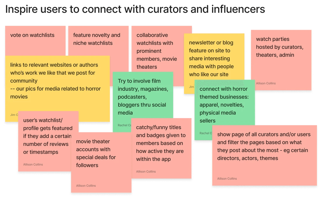 brainstorming: inspire users to connect with curators and influencers