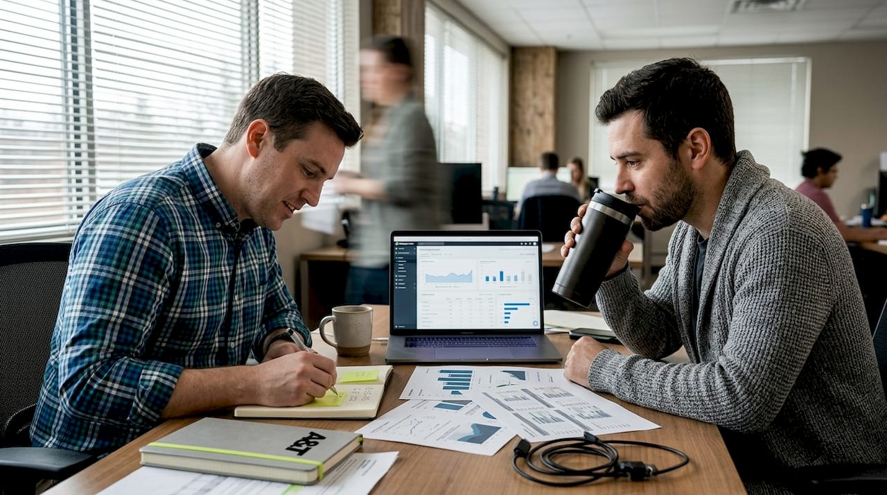 Team reviewing ad campaign results together