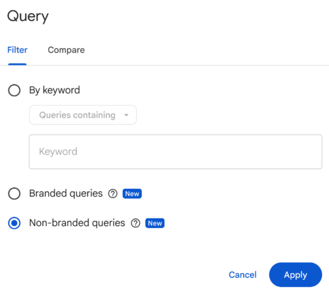New Google Search Console feature for query branded vs non-branded filters