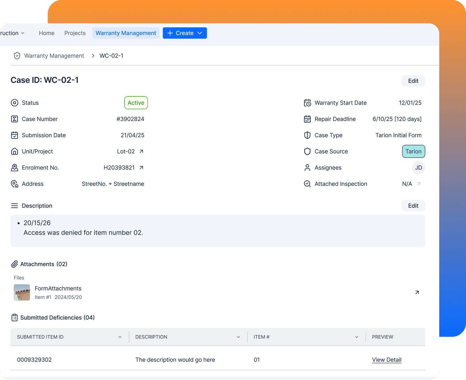 Warranty Case Management