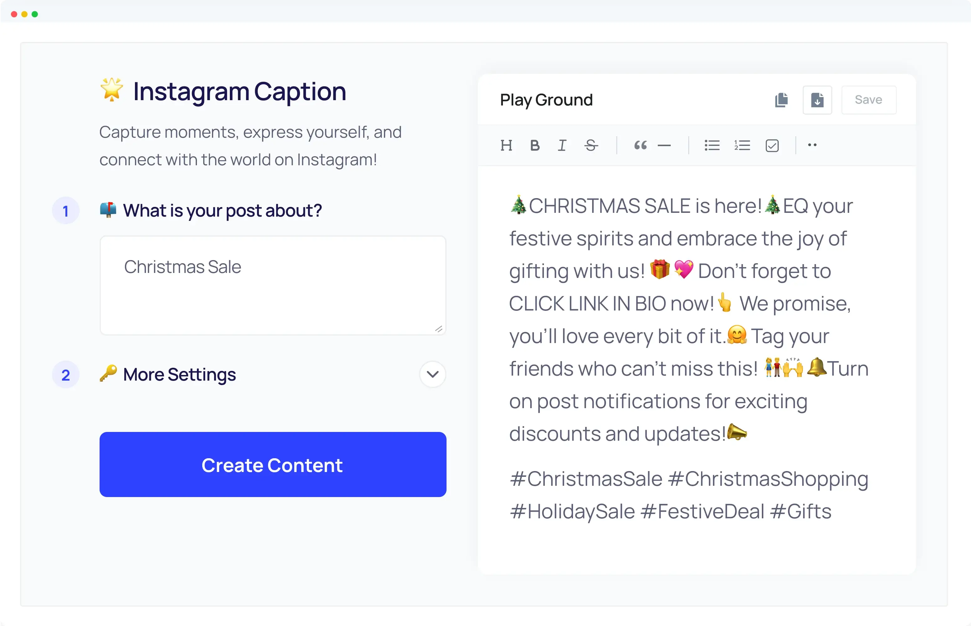 Instagram Caption Generator Example - 1