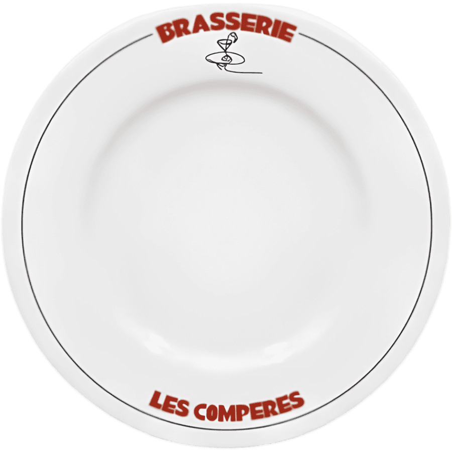 Assiette personnalisée réalisée pour Les Compères