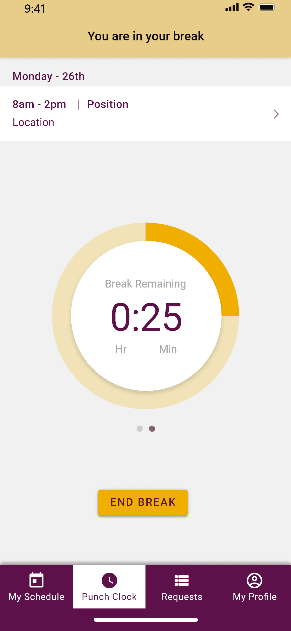 When users are in break