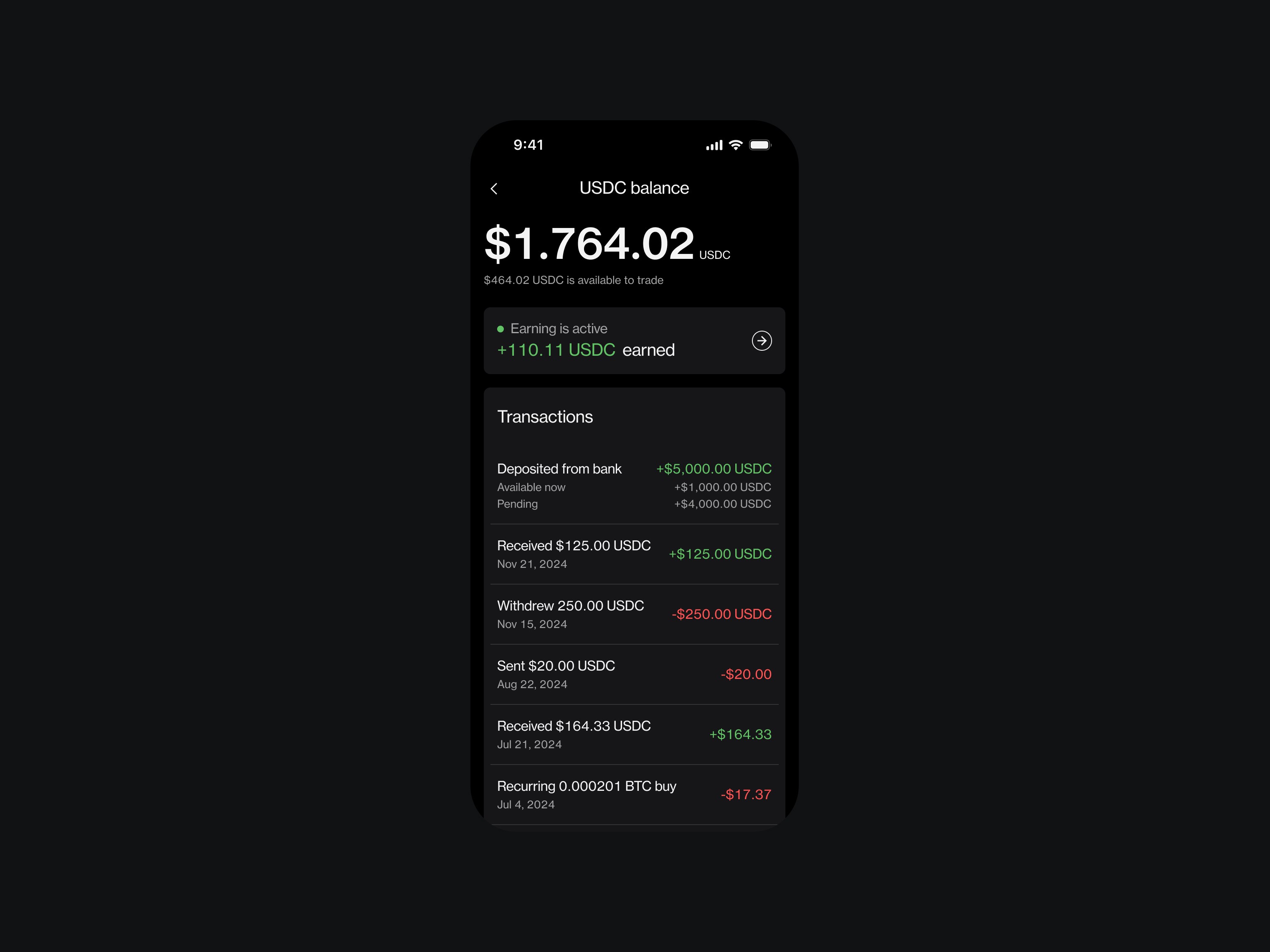 Crypto Investment Mobile App Balances