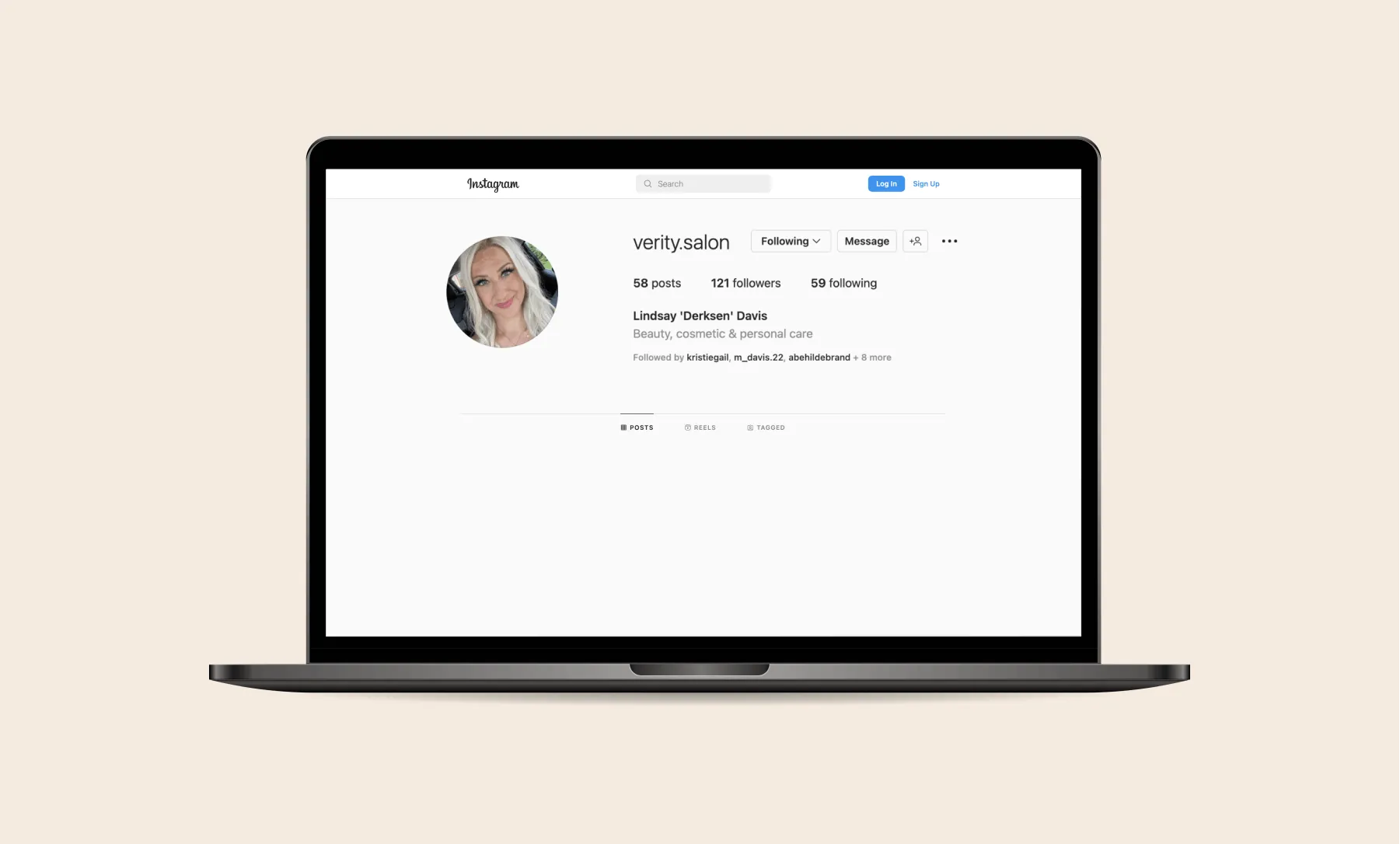 Verity Salon website displayed on a digital device mockup