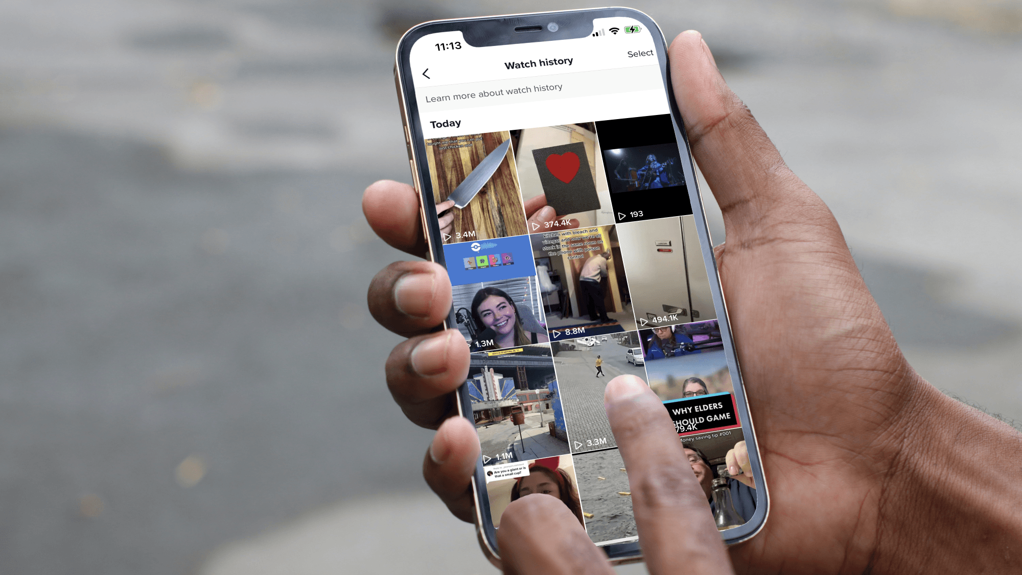 Smartphone showing TikTok video watch history - Best Content for TikTok