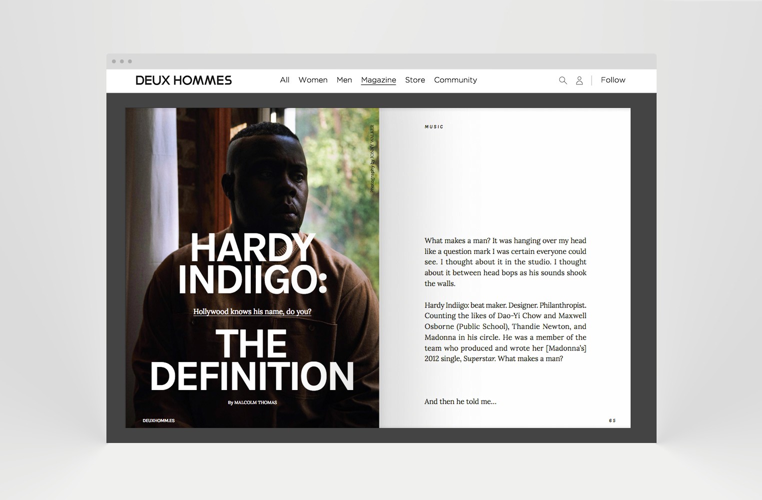 Feature article on beat maker Hardy Indigo, highlighting his impact in Hollywood and music.