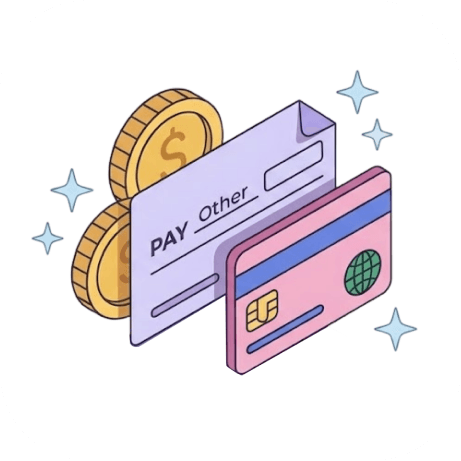 Illustration of colorful cards with coin