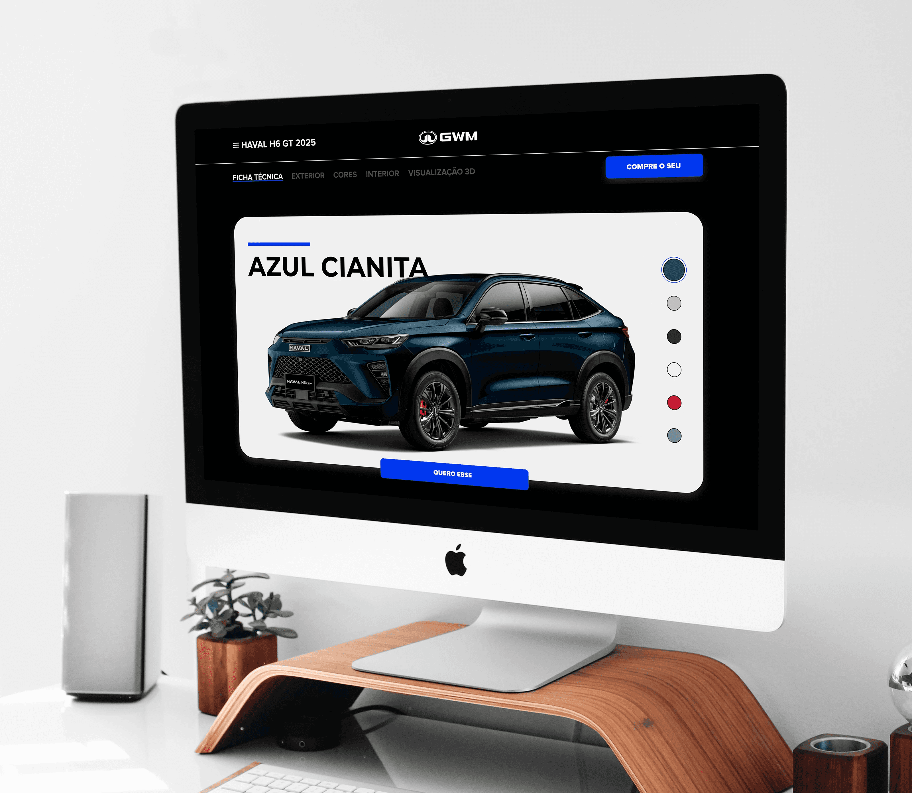 Desktop with Car color selection