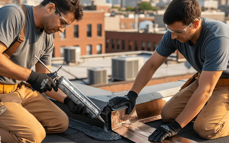Installer presenting a workmanship warranty to a homeowner