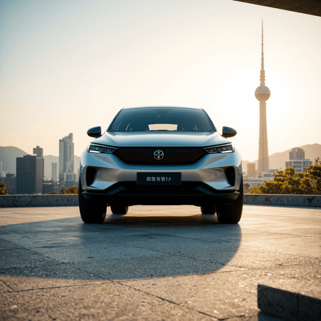 product photography of a futuristic electric vehicle with a sleek design