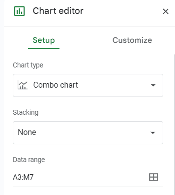 Choose the "Combo Chart" option from the available chart types