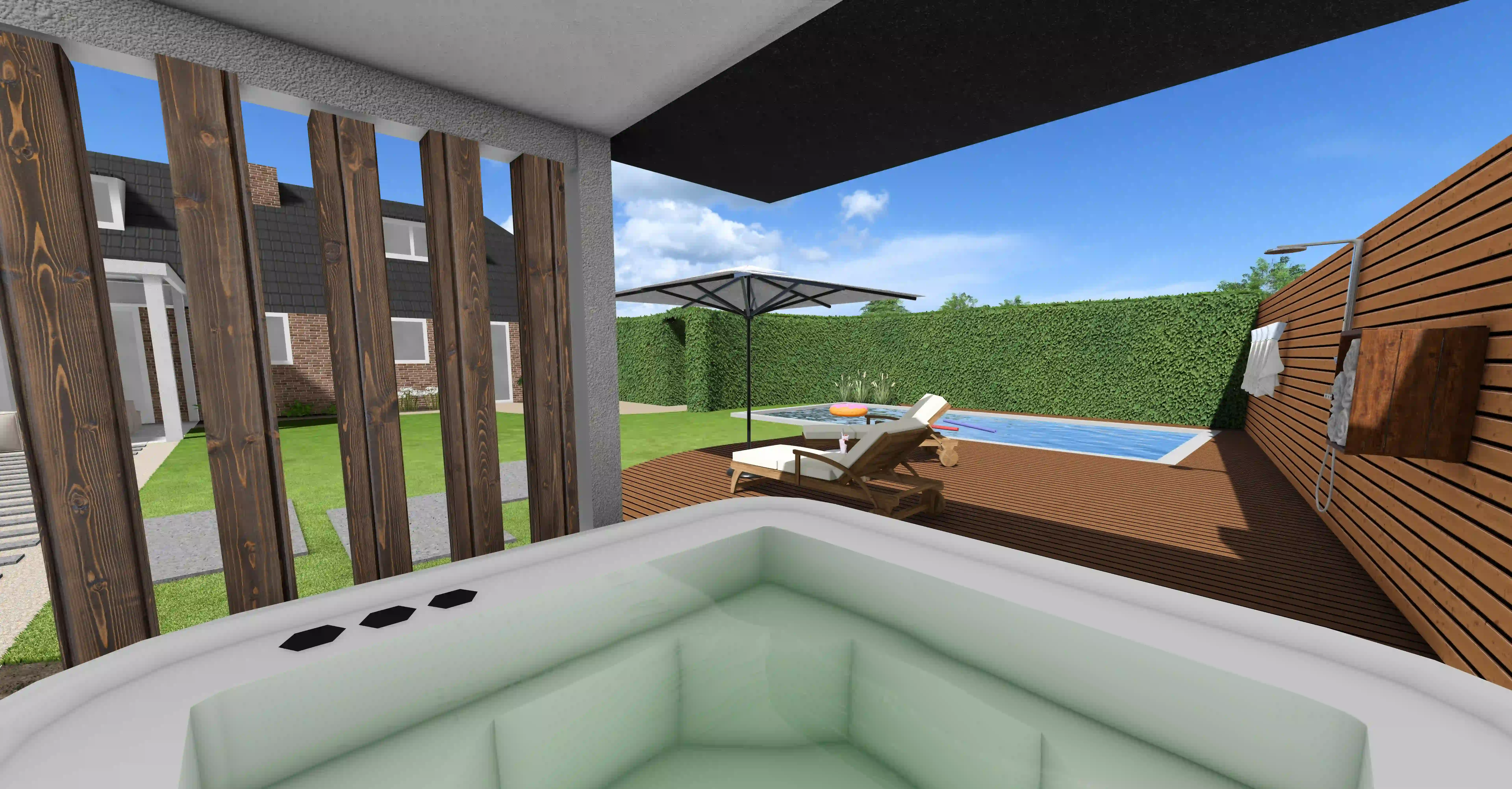 Fotorealistisch 3D-tuinontwerp voor villa in Heumen door Hoveniersbedrijf Star Landscaping