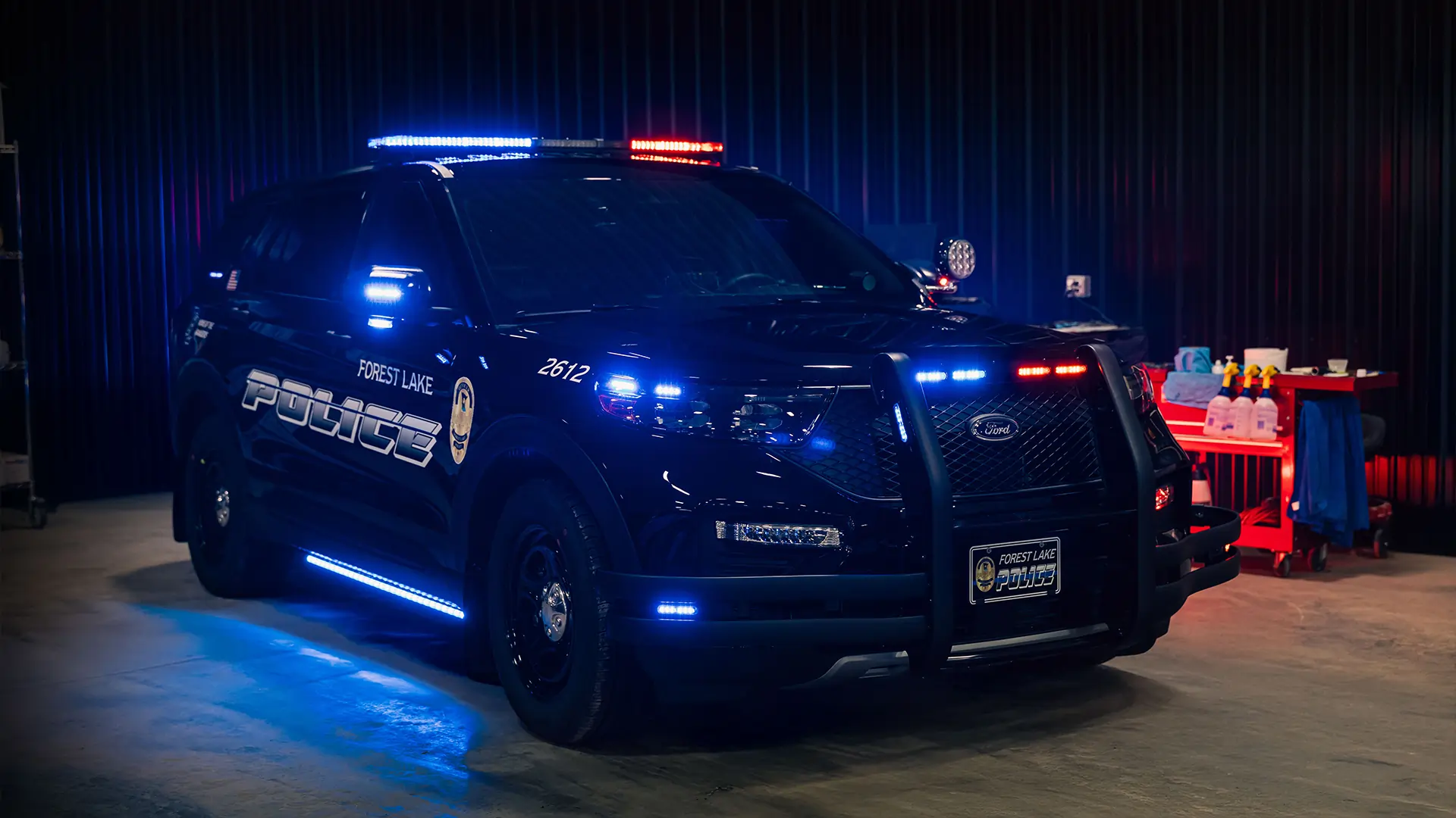 Forest Lake, Minnesota Police Department patrol vehicle upfit by Guardian Fleet Safety