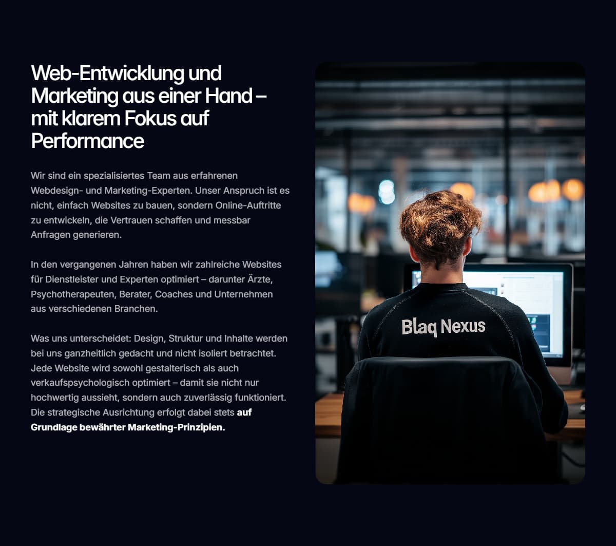 eine sektion der Website "Blaq Nexus"