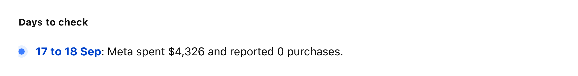 Days to check