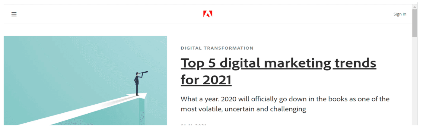 Adobe headline