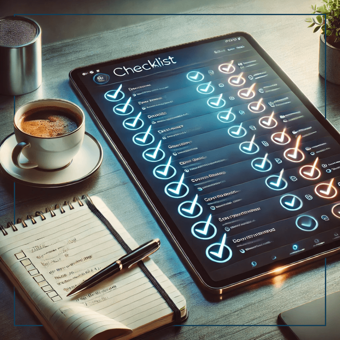 Hand mit Handy und Kompassapp, ein Schiff im Hintegrund