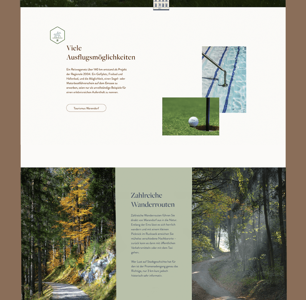 Webdesign eines Ferienhauses in Warendorf Ansicht der Umgebungseite