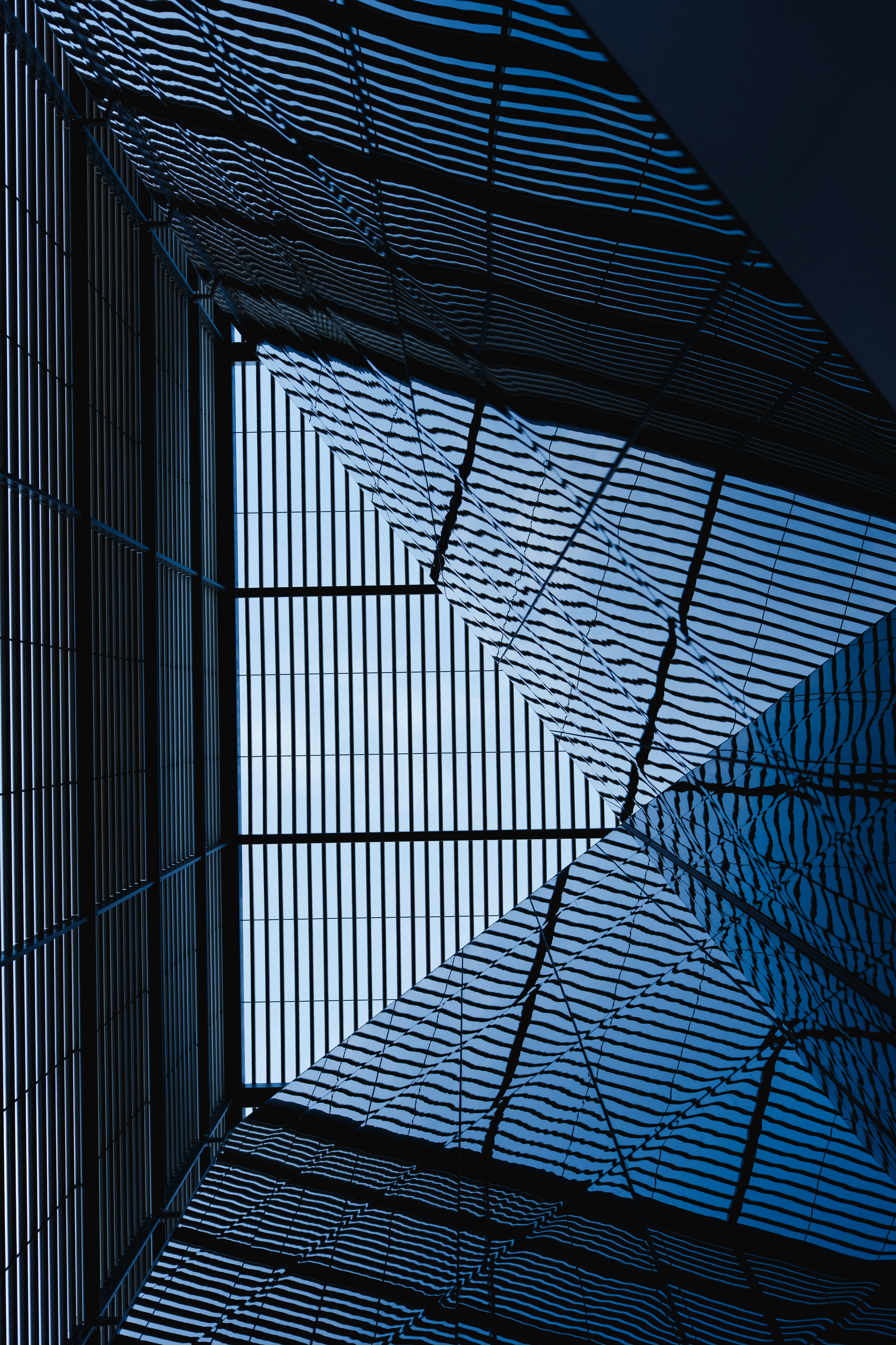 Modern building interior with geometric patterns