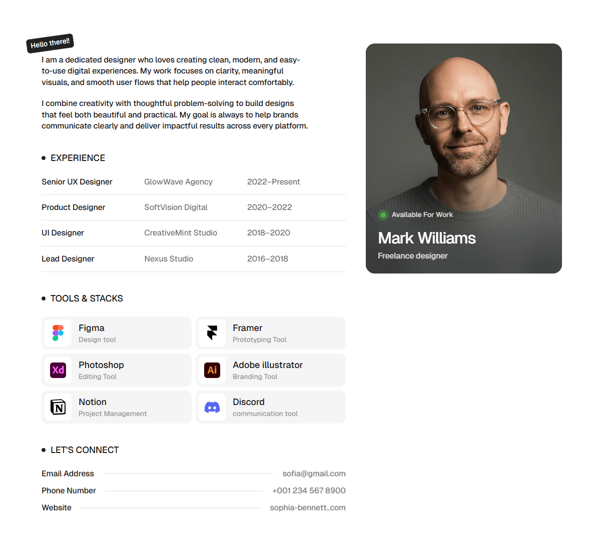 Framer Resume Component