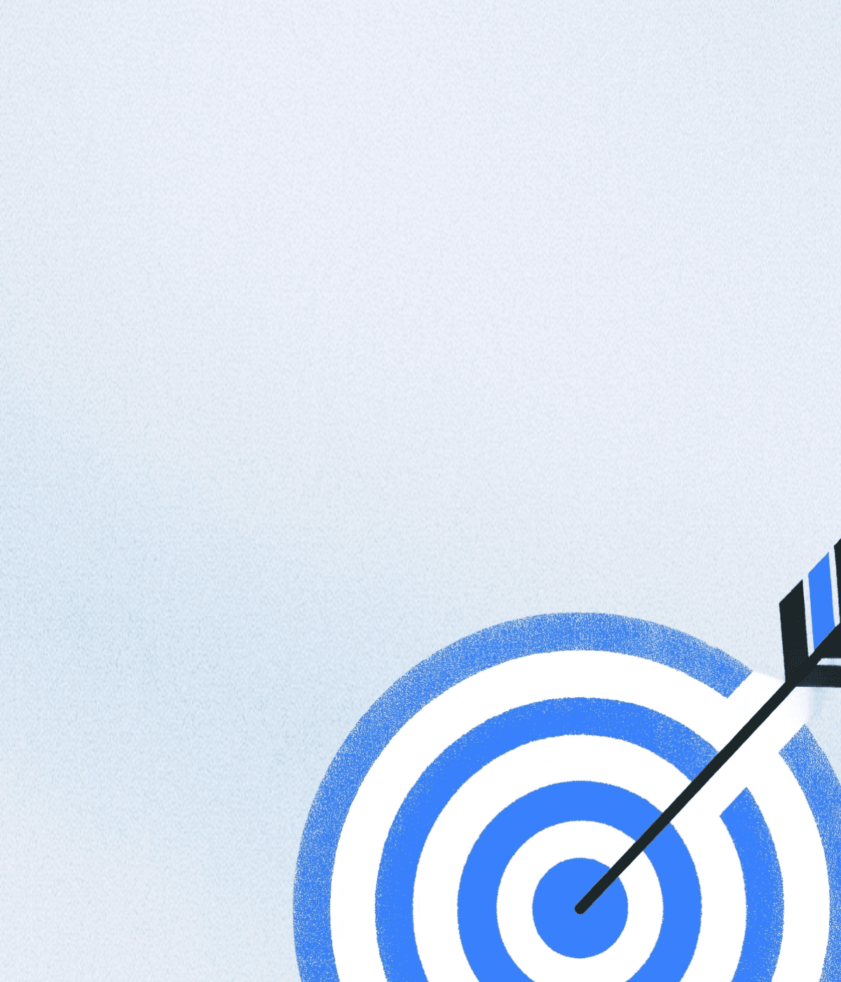 An arrow hitting a blue target with concentric circles, set against a light background.