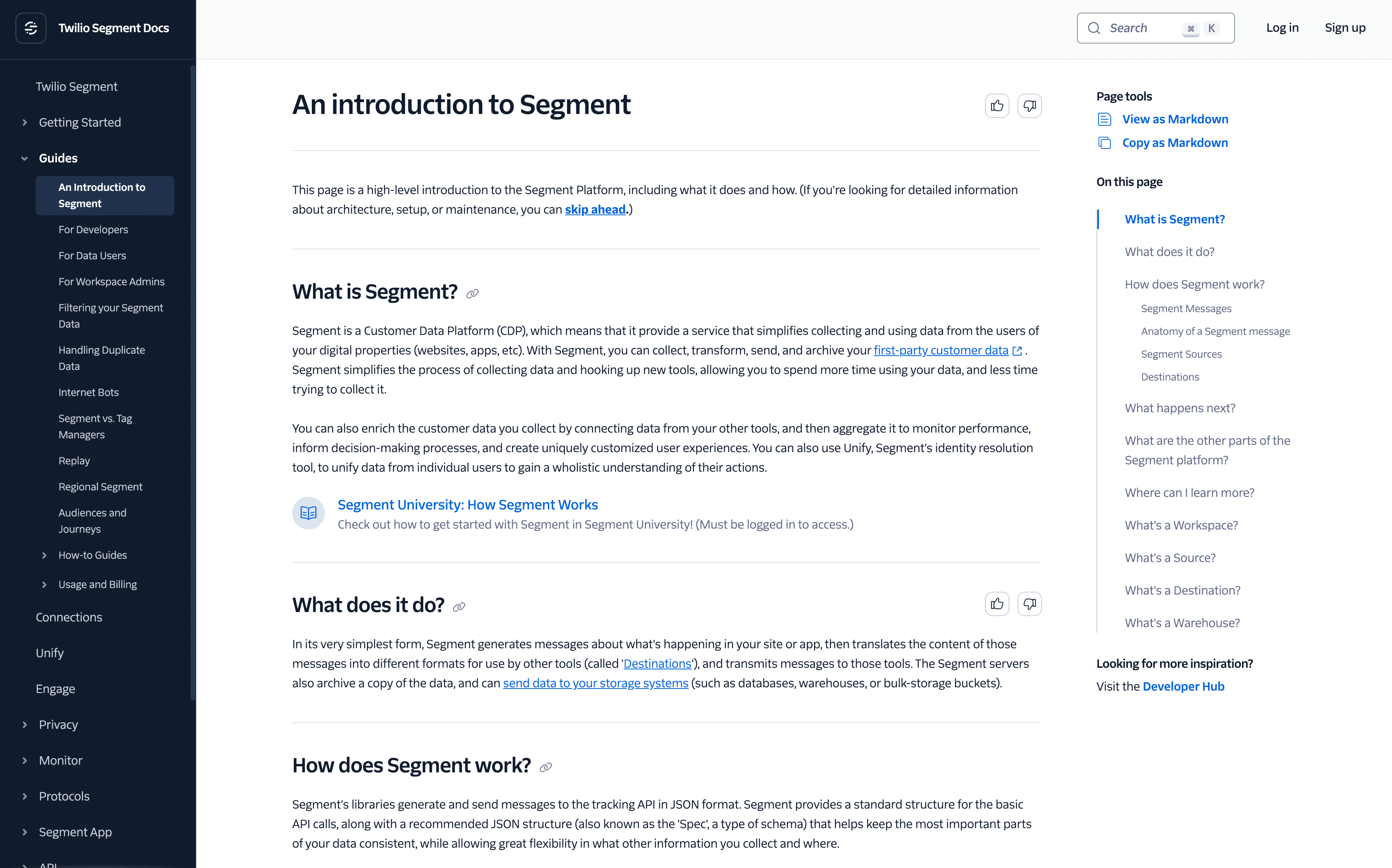 Twilio Segment customer data platform for collecting, unifying, and routing user event data across tools