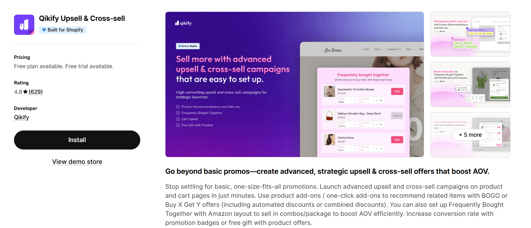 Qikify Upsell & Cross‑sell on the Shopify App Store