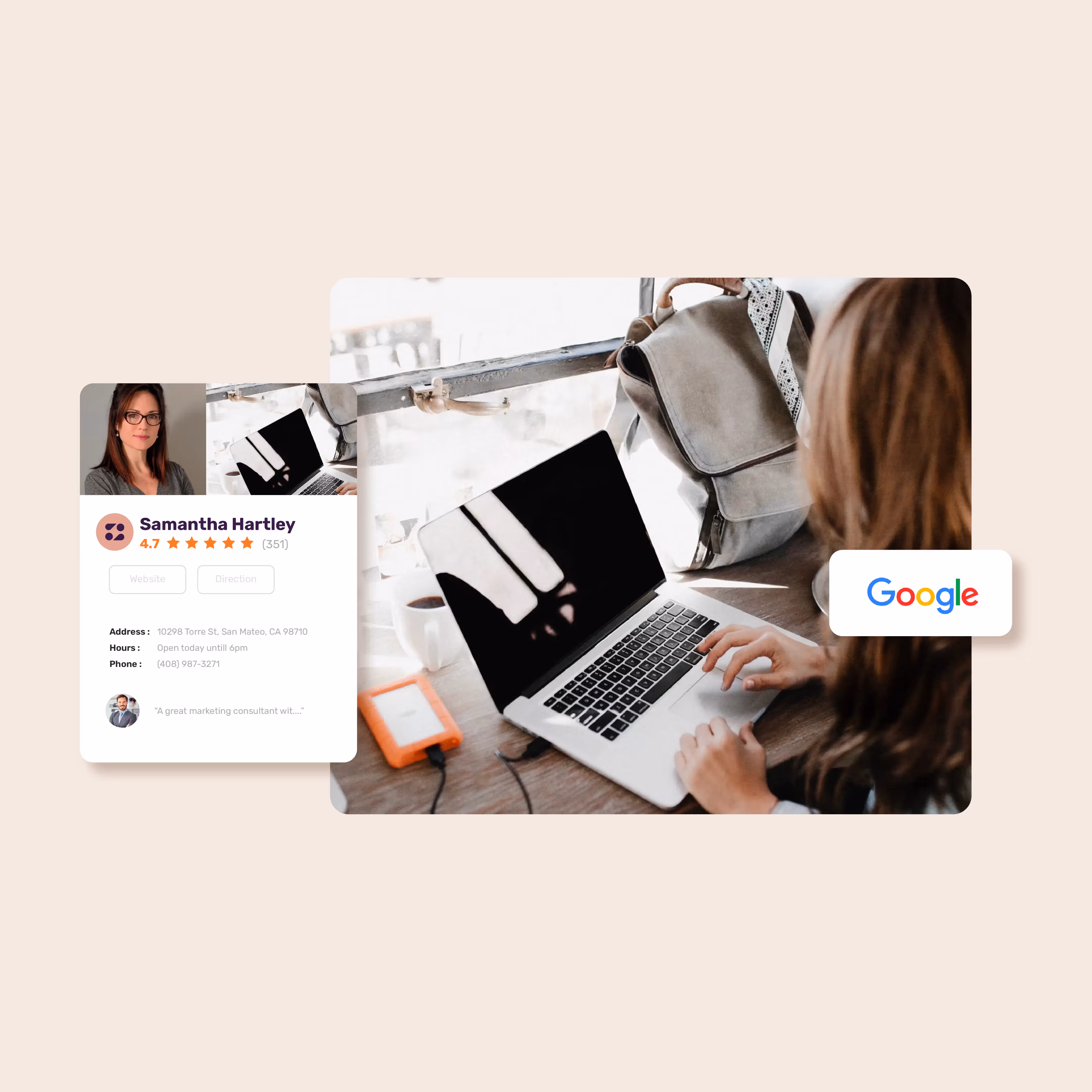 Website screens and brand photography for professional services clients