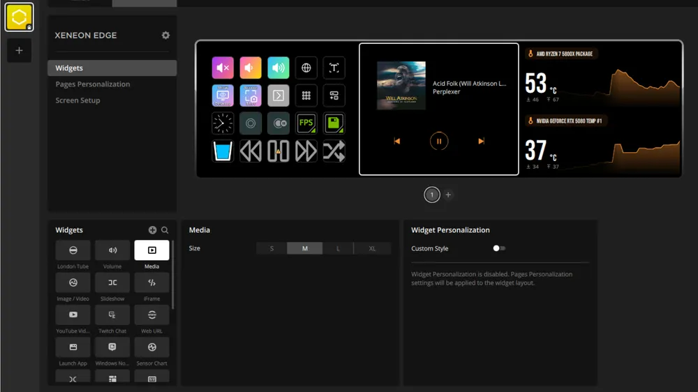 CORSAIR XENEON EDGE display showing Stream Deck and iCUE widget content