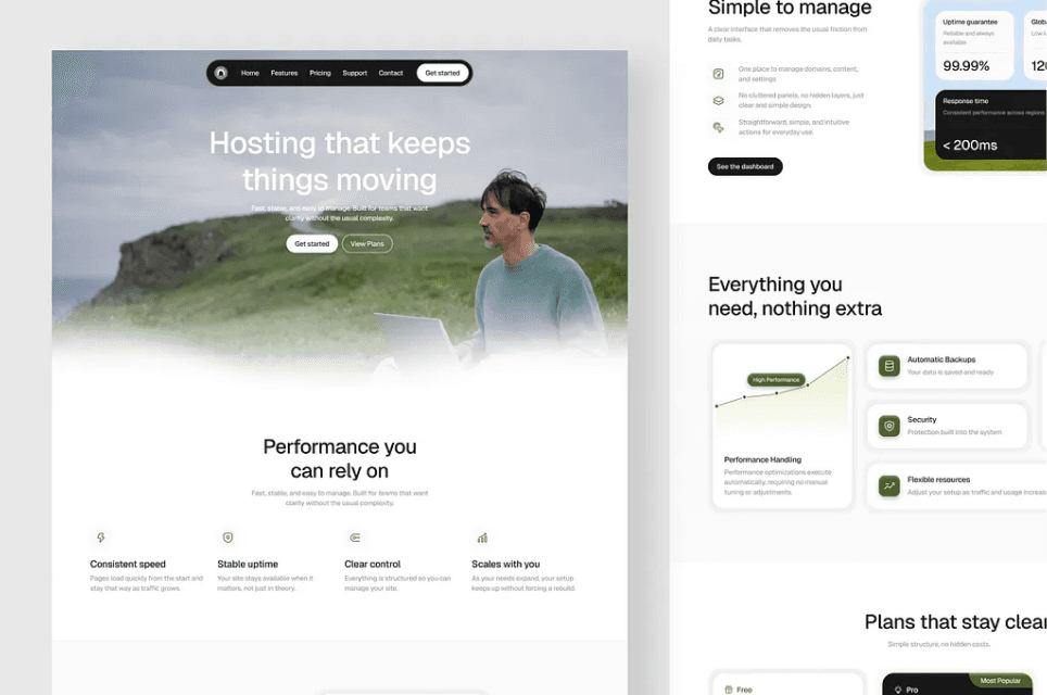 Hostingish - Hosting Service Website UI Exploration