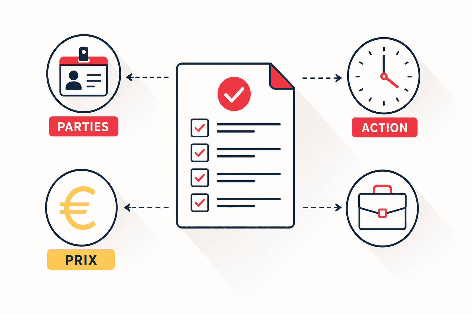 Checklist illustrant les mentions obligatoires d'une convention de formation avec identification des parties et prix