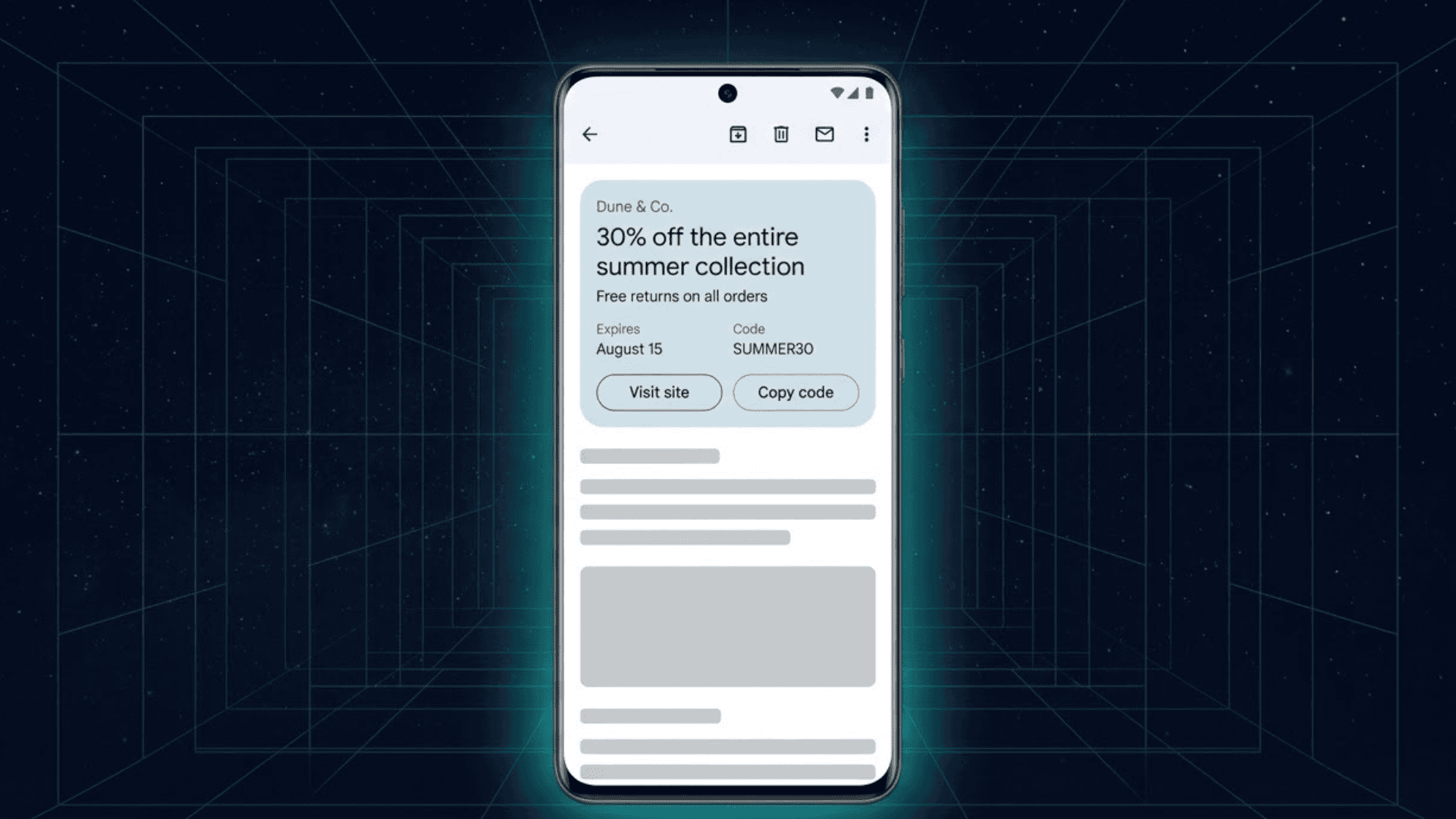 example of a gmail deal card