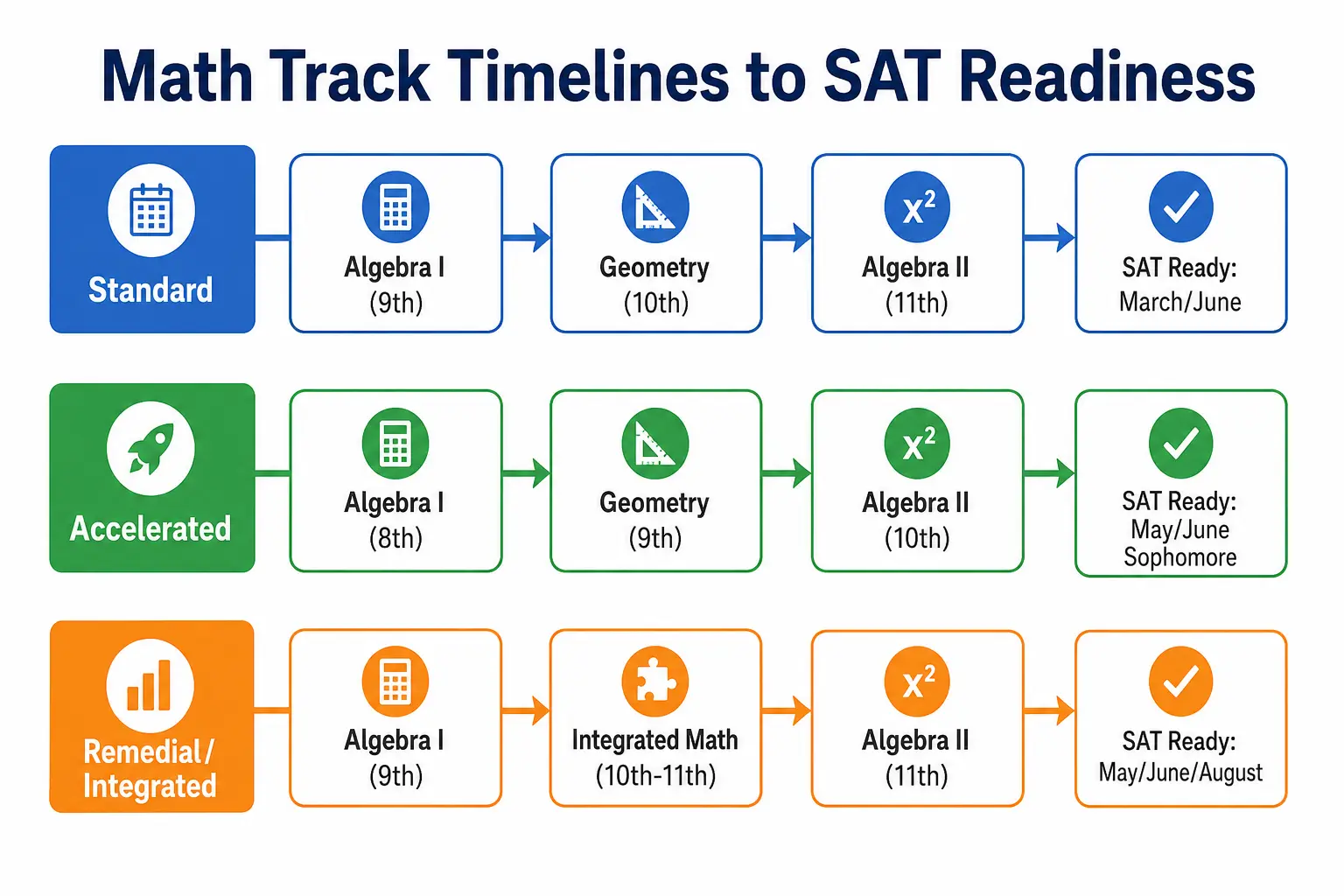 SAT readiness checklist with Algebra II checkpoint rule and three question self assessment for digital SAT math preparation before test day.